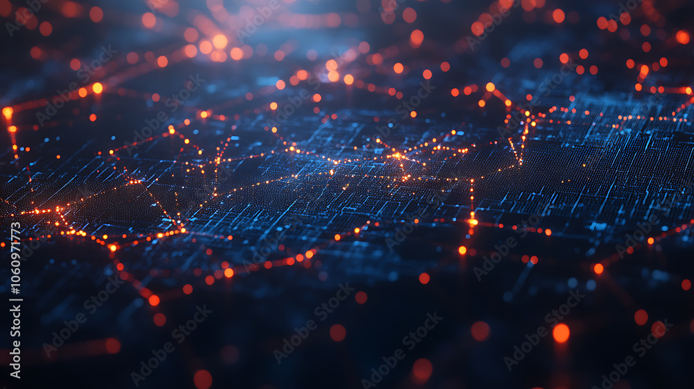Poster global network of data transmission across usa map digital connectivity concept with glowing lines and dots 3d illustration