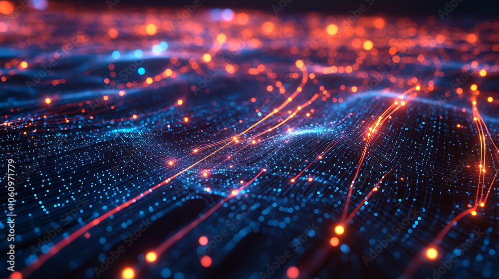 Leinwandbilder global network of data transmission across usa map digital connectivity concept with glowing lines a