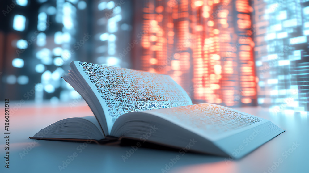 Poster modern digital book for learning in digital futuristic style