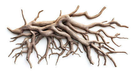 Obraz premium intricate network of tree roots isolated on white background nature illustration
