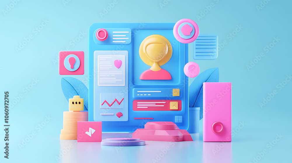 Poster know your customer kyc identity verification for financial security 3d illustration