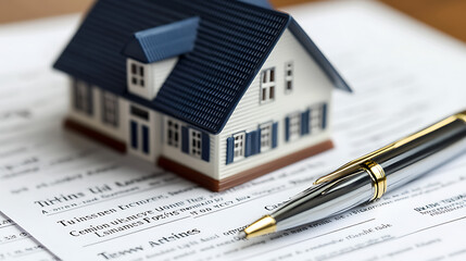 lenders title insurance policy document with pen business contract concept