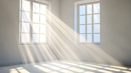 Fototapeta premium New Plastic window frames, Sun rays coming through the window