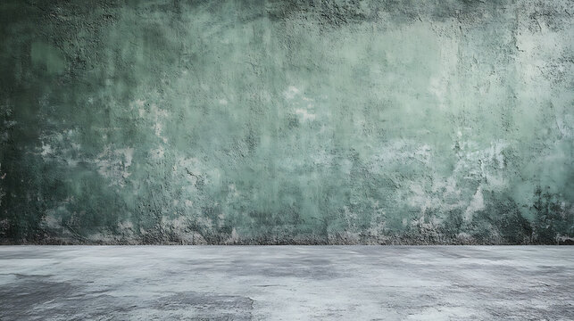 Saturated pastel gray green colored low contrast Concrete textured background, Empty colourful wall texture with copy space for text overlay and mockups