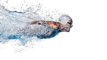 Swimmer Diving into Clear Water in a Pool