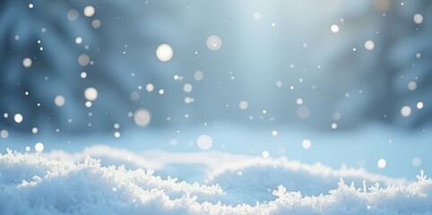 Soft snowflakes falling on the ground, winter scene, dreamy atmosphere, tranquility, nature