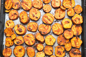 Baked miso glazed sweet potatoes 