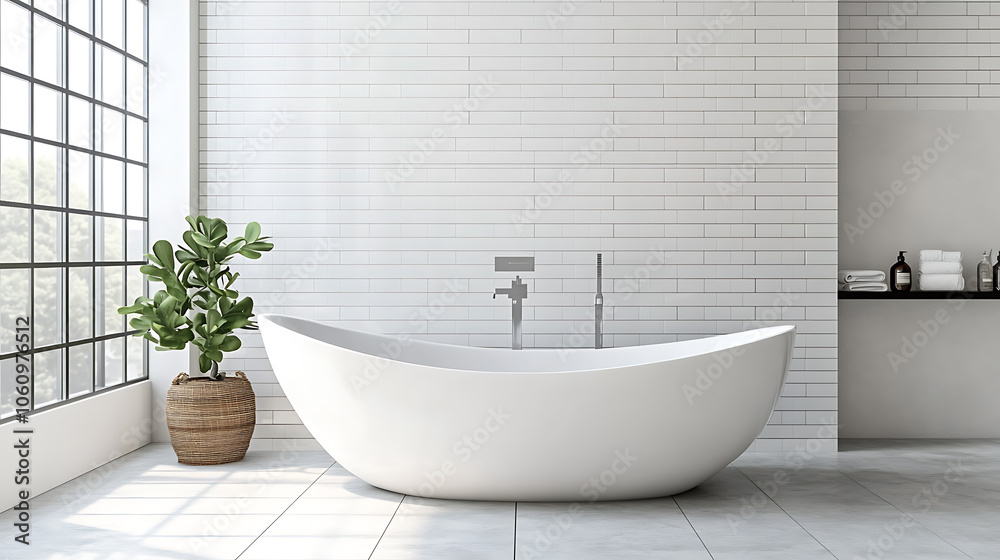 Poster sleek and modern renovated bathroom with elegant new tile stylish fixtures and contemporary lighting