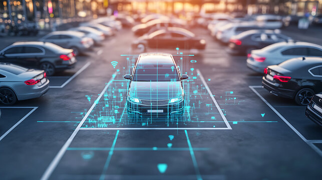 Smart LPR camera parking system solutions are visualized, showing automated number plate recognition for barrier, free parking lot management