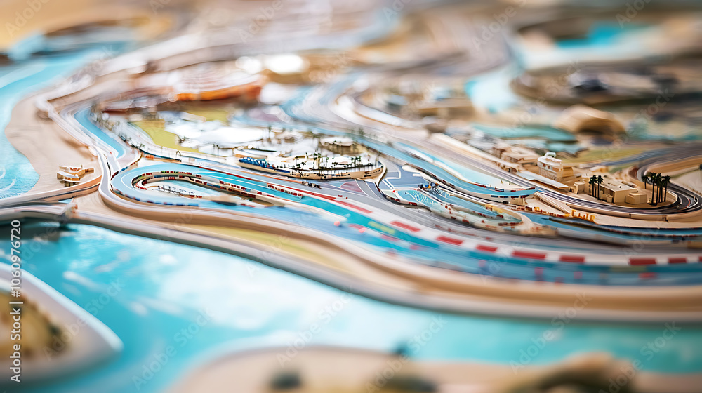 Poster the formula one racing track map of yas marina circuit in abu dhabi, uae, is displayed, detailing th