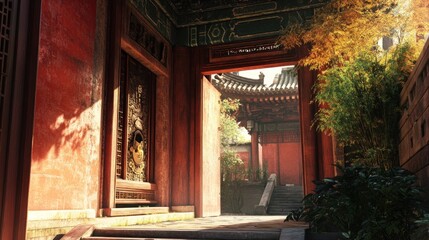Fototapeta premium Ancient Chinese Temple Courtyard