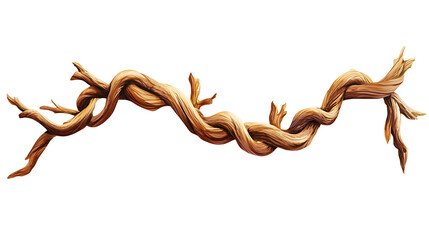 Obraz premium twisted dry jungle vine branch isolated on white background tropical nature detail illustration
