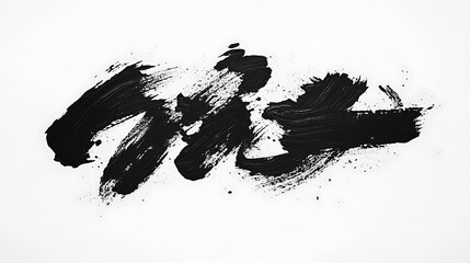 abstract black ink splash paint brush strokes and stain on white background japanese calligraphy style artistic background