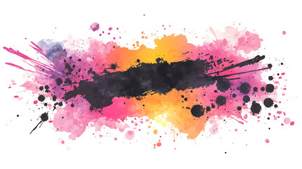 Naklejka premium Watercolor paint with a black stain, Vector featuring creative blots, splashes, and washes, paper, textured background with aquarelles, Brushstrokes and an abstract shape