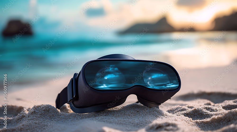 Poster vr headset concept showcasing the immersive experience of virtual reality with elements of futuristi