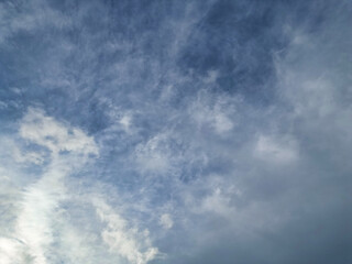 High Angle View of Most Beautiful Clean Sky and Dramatical Clouds over City of England UK. Drone's Camera Footage from High Altitude.