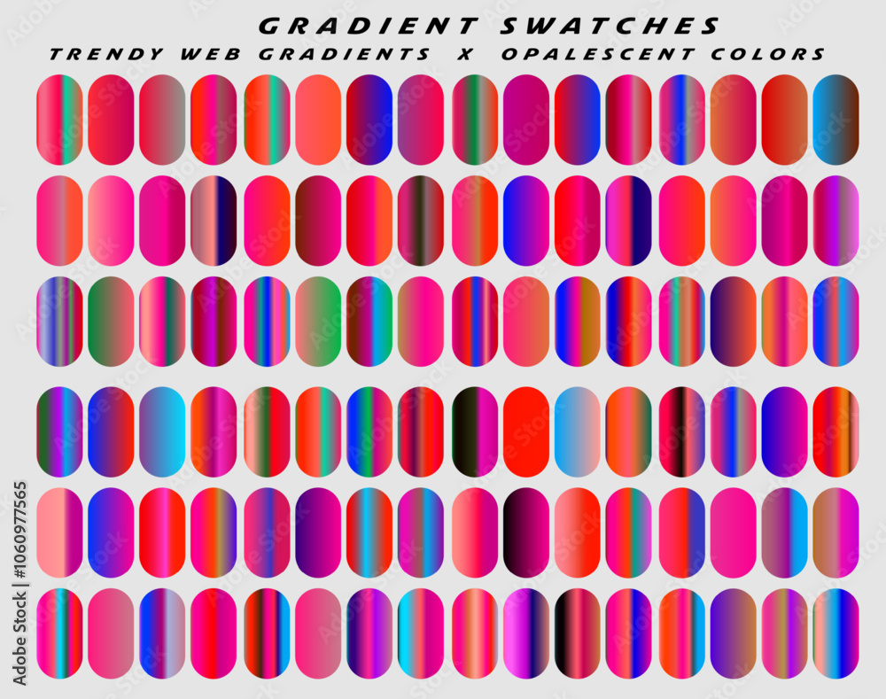Poster rows of vibrant acid color gradients. collection of elements for creative design.