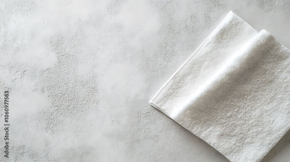 Poster white cotton towel mockup template fabric wiper isolated on a grey background with a clipping path, 