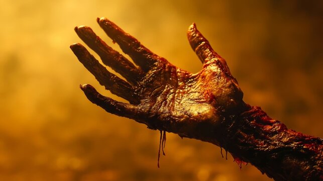 A creepy silhouette of a zombie hand.