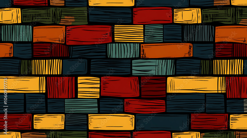 Poster abstract kwanzaa black history month juneteenth seamless pattern hand drawn horizontal lines and bri