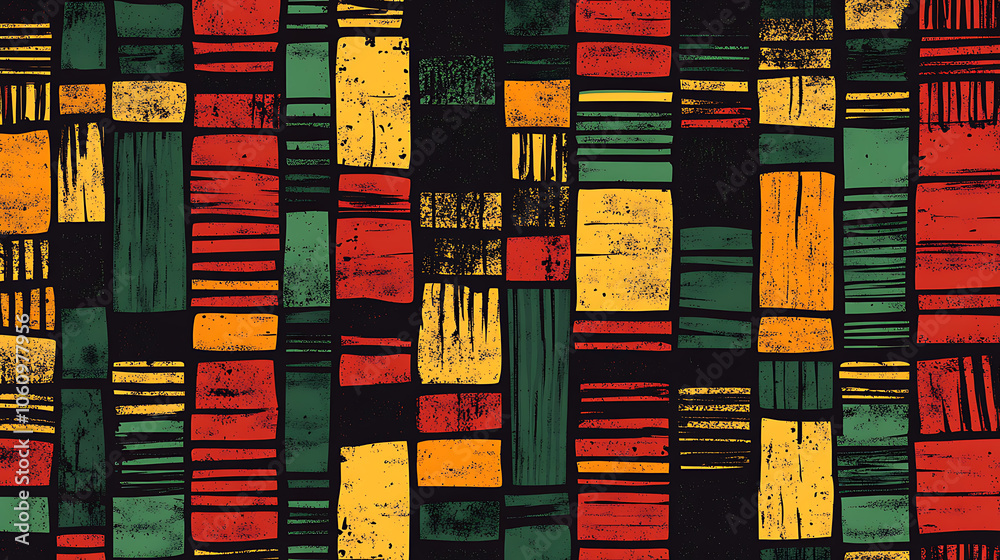 Aufkleber abstract kwanzaa black history month juneteenth seamless pattern hand drawn horizontal lines and bri