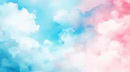 Fototapeta premium soft watercolor in pastel pinks blending seamlessly with tranquil sky blues, evoking a serene and dreamy atmosphere perfect for relaxation and calmness