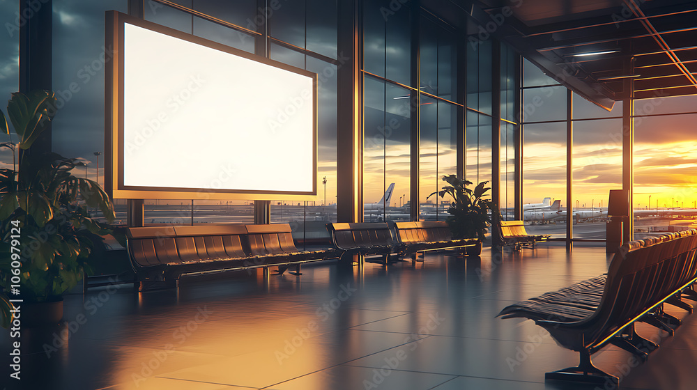 Aufkleber blank vertical billboard mockup at airport with copy space for advertisement or media content commer