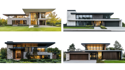 Collection of Modern Luxury Houses With Varied Designs Generative AI