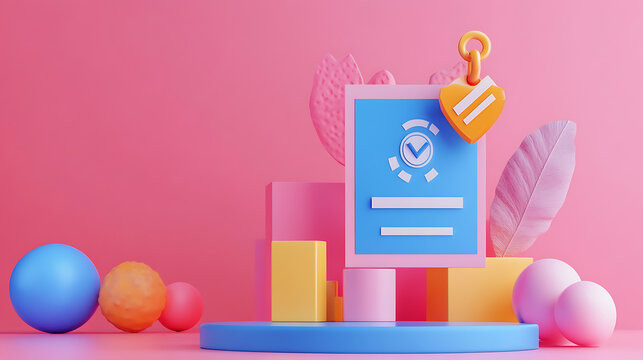 checkbox certificate for service quality in business iso certification and quality guarantee concept 3d illustration