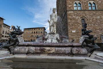 Naklejka premium Fountain of neptune, Florence Italy