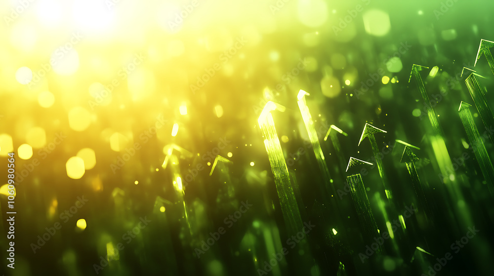 Aufkleber green arrows pointing upwards, symbolizing growth and progress in business or public the sunlight cr