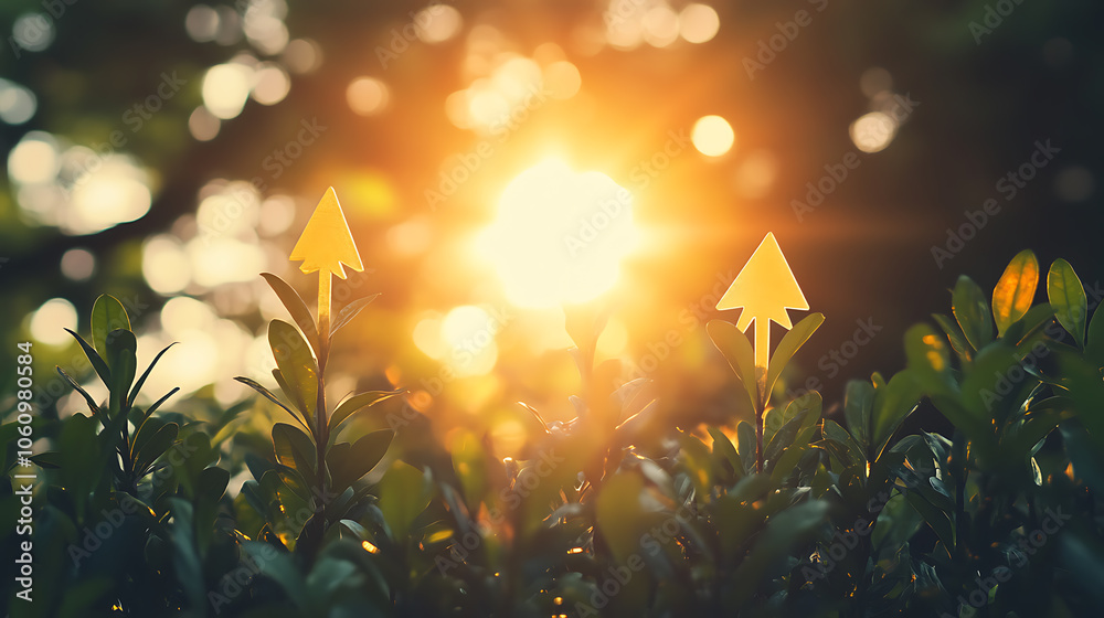 Aufkleber green arrows pointing upwards, symbolizing growth and progress in business or public the sunlight cr