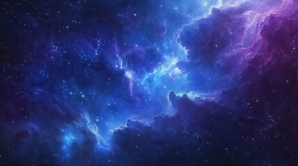 Fototapeta premium stunning blue and purple galaxy background, filled with twinkling stars and swirling cosmic clouds, evoking a sense of wonder and exploration in a digital artistic style