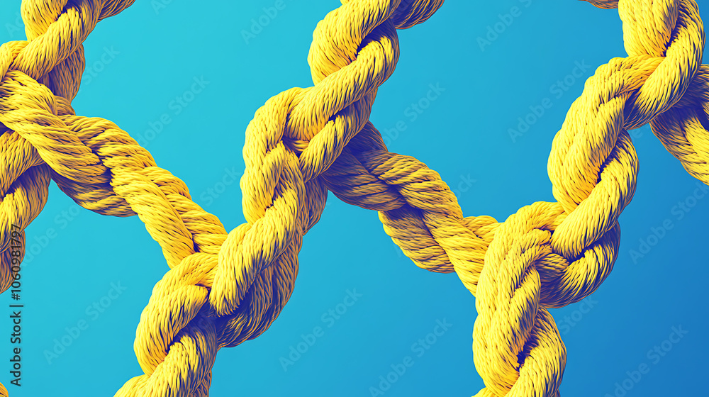 Poster diverse ropes interconnected symbolizing collective effort integration and unity in teamwork business concept illustration