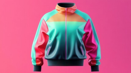 stylish 3d mockup of a women's tracksuit jacket in vibrant colors, showcasing fabric texture and design details, ideal for fashion presentations and activewear marketing