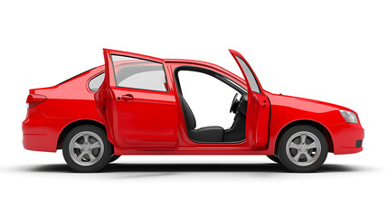 red car door isolated on white background with clip path