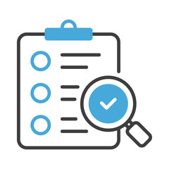 Fototapeta premium Checklist with Magnifying Glass Representing Quality Control. Inspection and Assurance