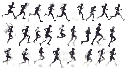 Running Silhouettes   Athlete Motion  Sport Graphics  Abstract Design