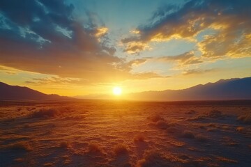 Serene Sunset Over Arid Landscape