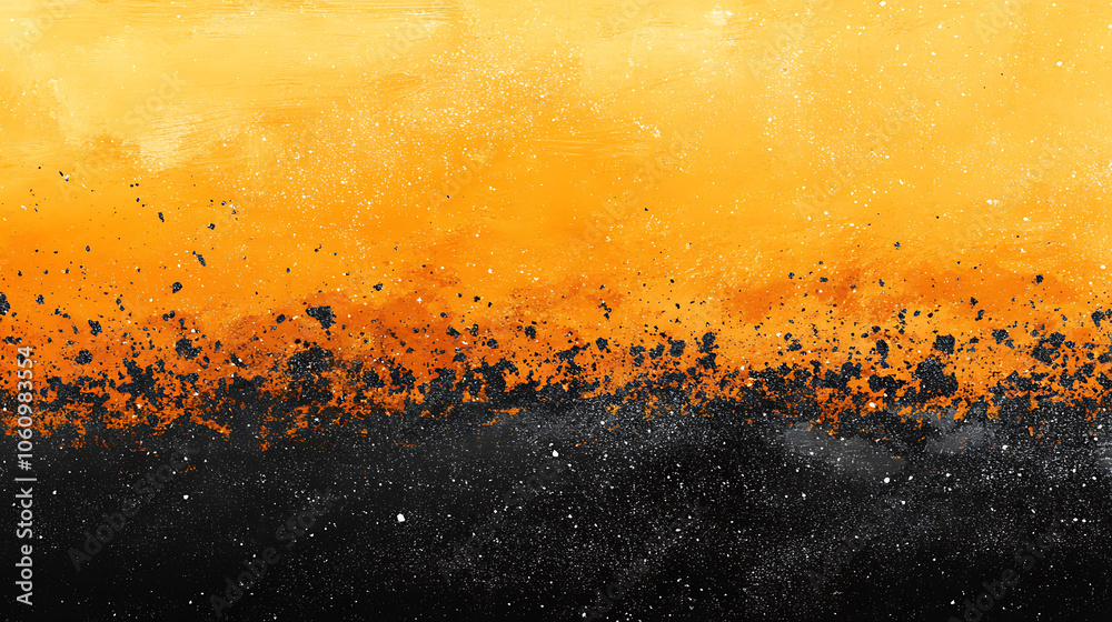 Poster fiery orange and black ombre background with grainy grunge texture abstract web banner
