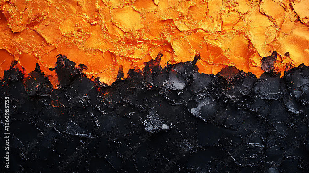 Poster fiery orange and black ombre background with grainy grunge texture abstract web banner