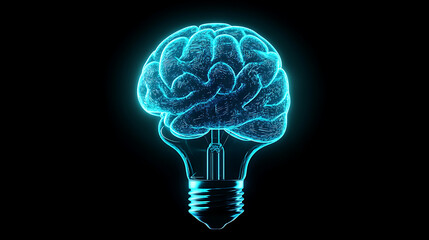 glowing brain lightbulb symbolizing artificial intelligence and innovation concept digital illustration