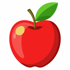 red apple with leaf