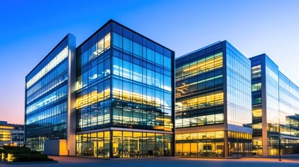 Fototapeta premium Modern Office Building at Dusk