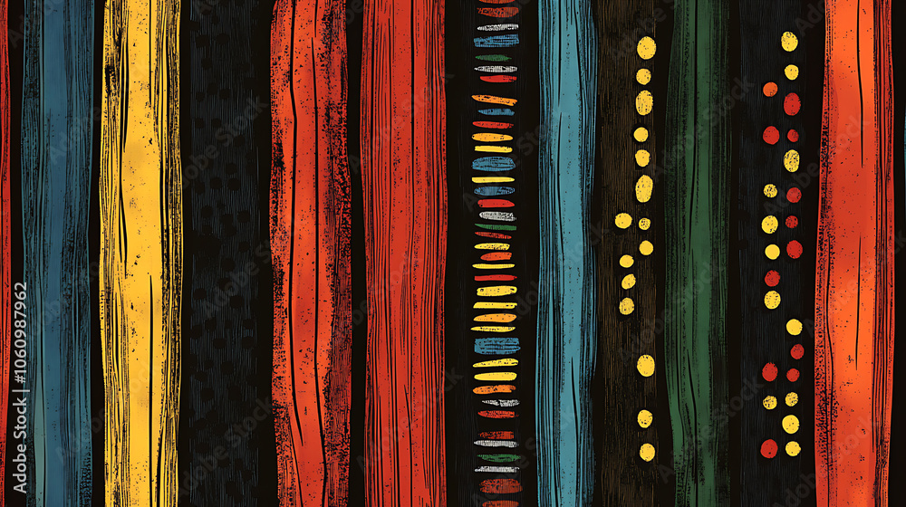 Aufkleber seamless africaninspired pattern with handdrawn vertical lines in traditional colors for kwanzaa black history month and juneteenth vector illustration