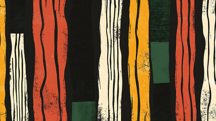 seamless africaninspired pattern with handdrawn vertical lines in traditional colors for kwanzaa black history month and juneteenth vector illustration