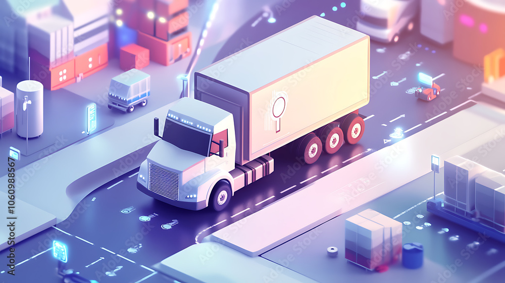 Aufkleber smart fleet management system visualized with aipowered predictive analytics and realtime optimization digital illustration