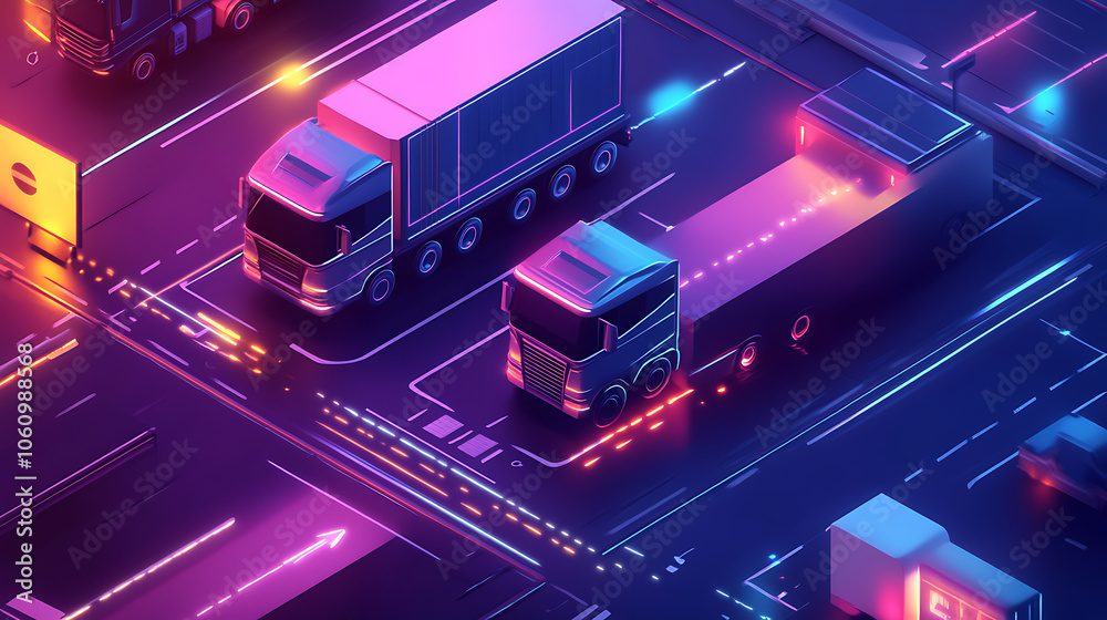 Aufkleber smart fleet management system visualized with aipowered predictive analytics and realtime optimization digital illustration