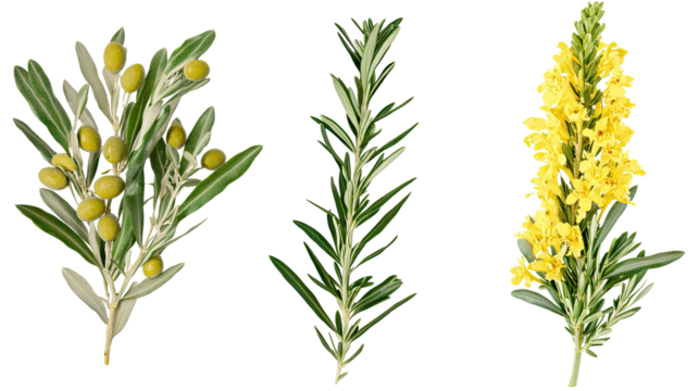 Olive Flowers and Leaves on Transparent Background Generative AI