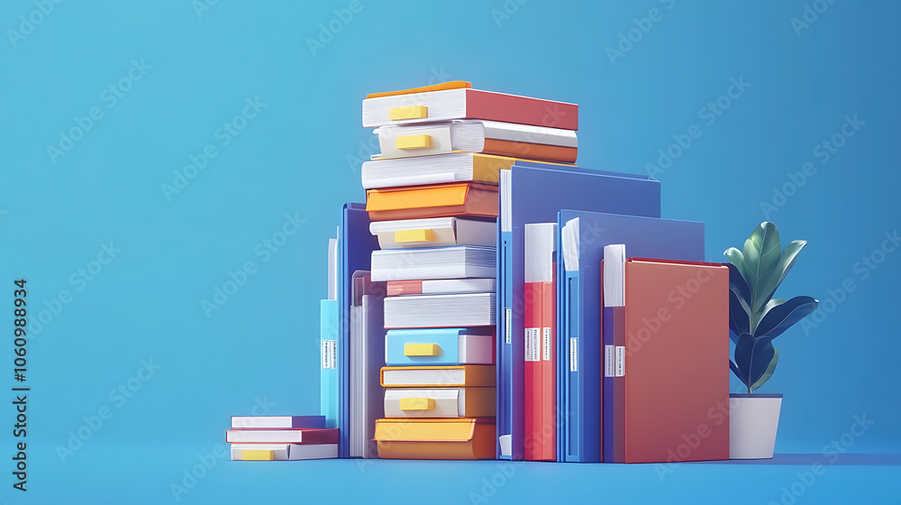 Poster stacked document folders and files business office storage concept